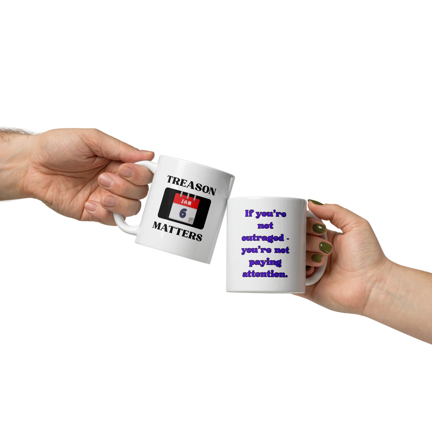 White glossy mug Outraged / Treason S/M/L