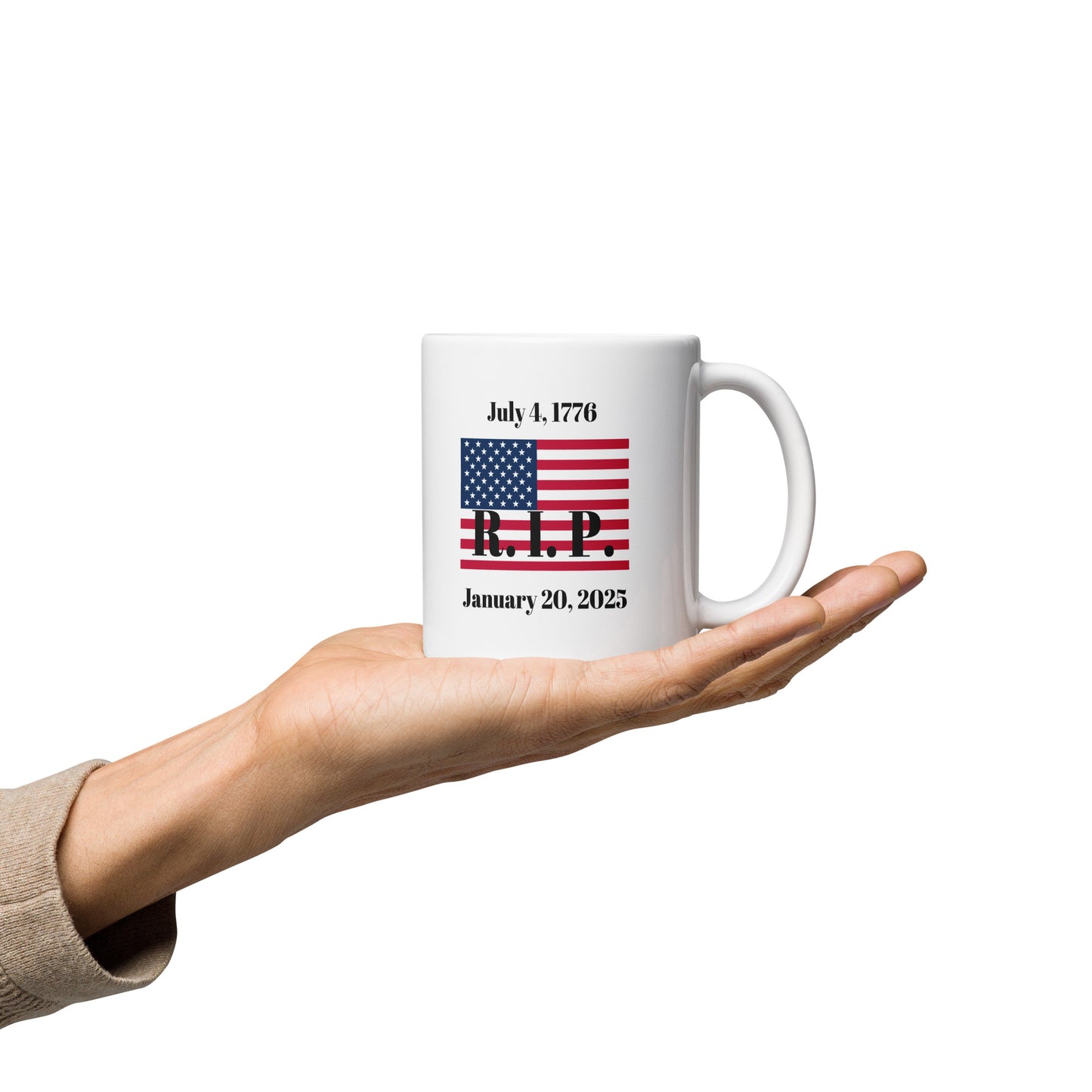 White glossy mug RIP S/M/L