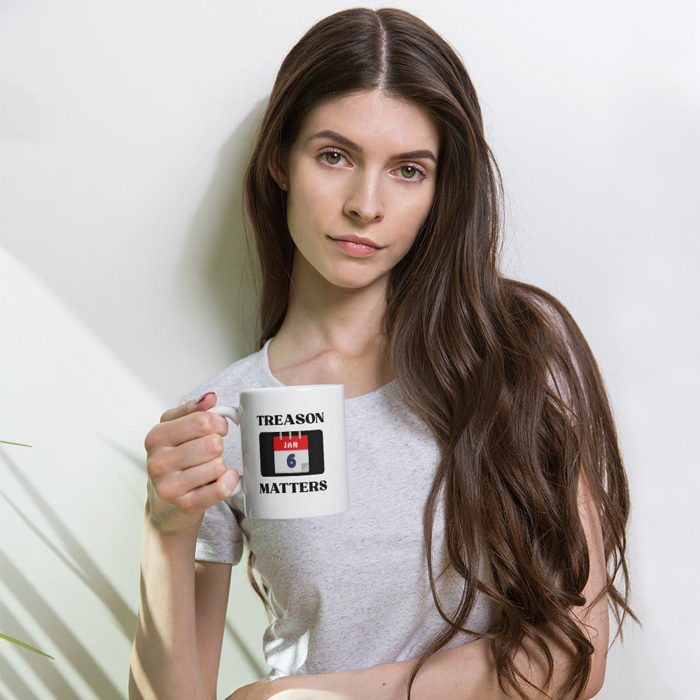 White glossy mug Outraged / Treason S/M/L