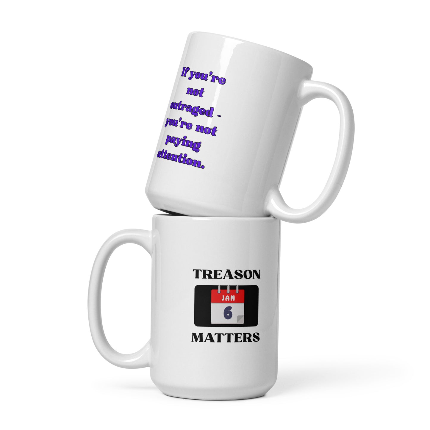 White glossy mug Outraged / Treason S/M/L