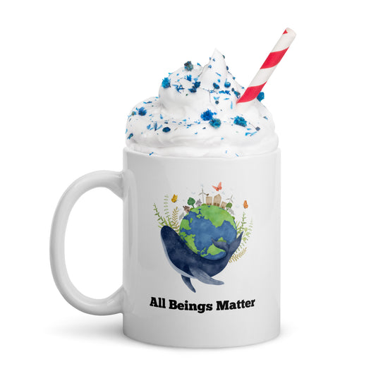 White glossy mug All Beings Matter S/M/L